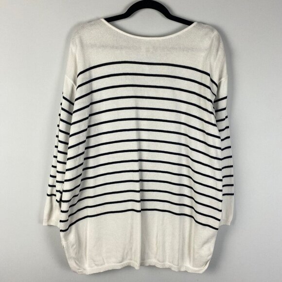 Cabi  Turnabout Reversible Cardigan Sweater Medium black n white stripes 6164 - Picture 7 of 10